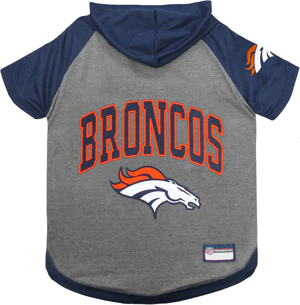 Pets First NFL Denver Broncos Hoodie for Dogs & Cats. NFL Football Licensed Dog Hoody Tee Shirt, Large. Sports Hoody T-S
