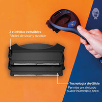 BAKblade 2.0 Plus – Depilador de espalda para Hombres – 2 cuchillas adicionales incluidas – fácil de usar, mango curvo para un afeitado sin dolor, afeitado mojado o seco