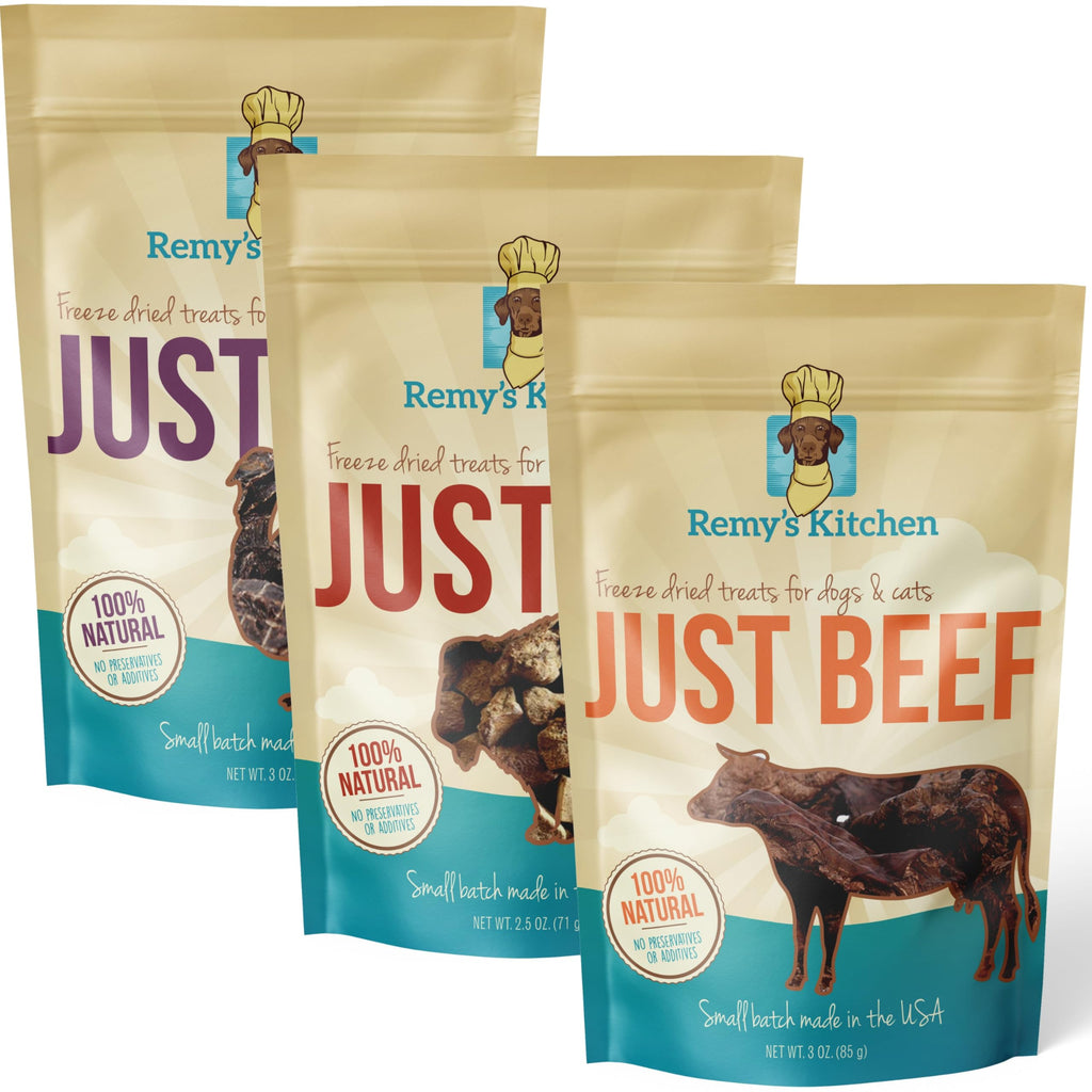 Remy’s Kitchen Freeze Dried Dog Treats – Turkey, Bison & Beef, Single Ingredient, All-Natural, USA Sourced, Human-Grade, Grain-Free, No Artificial Preservatives, 9 oz (3-Pack)