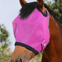 Harrison Howard All Round Mesh Horse Fly Mask UV Protective with Fleece Padded Edging Purple M