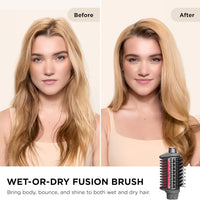 Shark Secador de pelo Shark FlexFusion con cepillo de pelo Fusion, moldeador de aire cerámico con rizadores de pelo auto-enrollables y concentrador, placas cerámicas, Metallic Mist HD641 ⚠️ Versión 12