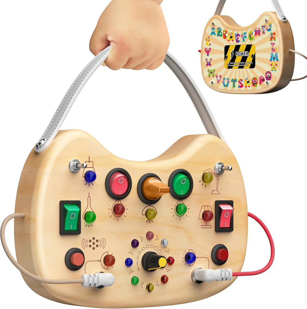 flycoost Busy Board with LED Light Switches,Toddlers Activity Board
