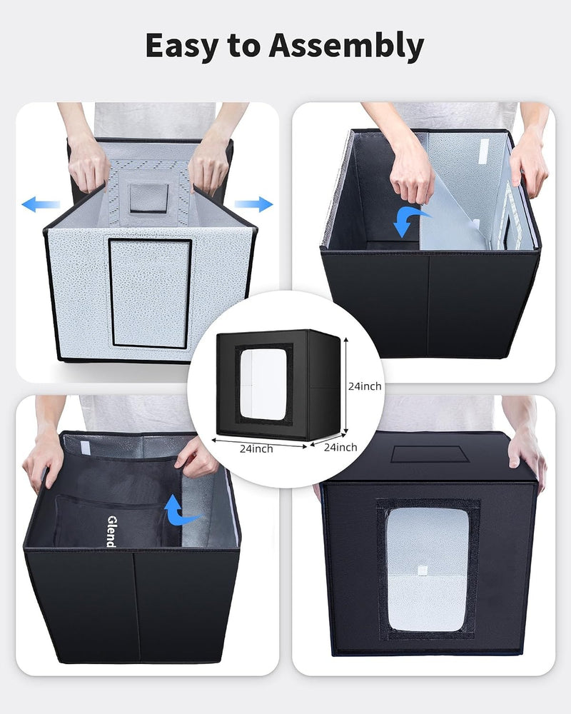 Glendan 24"x24" Light Box Photography, Large Photo Light Box