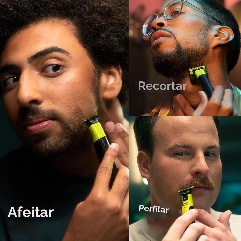 Philips Norelco OneBlade 360 con conectividad híbrida cara + cuerpo, recortadora eléctrica de barba, afeitadora y peluquería corporal con tecnología de cuchillas 360, hoja 1 x 360, peine 5 en 1, estuc