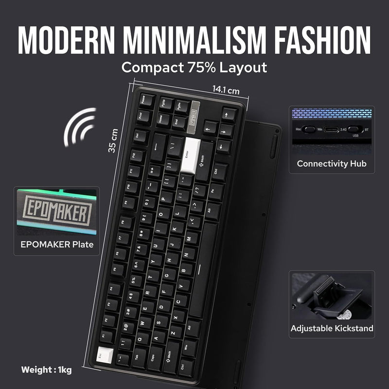 EPOMAKER TH85 QMK/VIA Wireless Gaming Keyboard, BT5.0/2.4GHz/USB-C