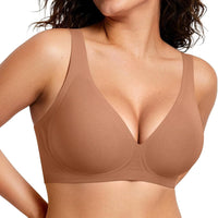 OEAK Womens Jelly Bras Wireless Deep V Comfy Push Up Tshirt Bras COL XXL