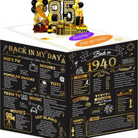OLOSONG 85th Birthday Card for Men Women, Funny 3D Pop Up 85th Birthday Gifts for Grandma Mom Dad, Back In 1940 Happy 85