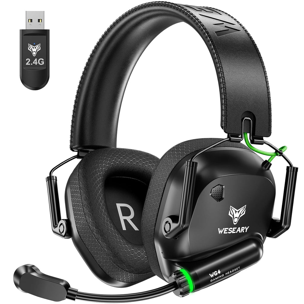 WESEARY Wireless Gaming Headset with Mic, 2.4GHz & Bluetooth 5.4 Headphones