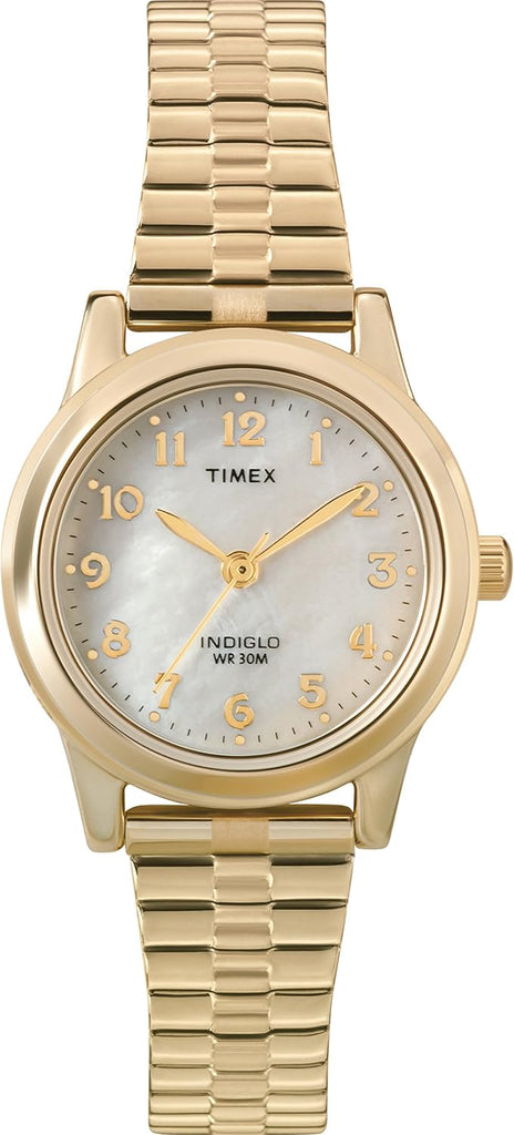 Timex Women's T2M827 Essex Avenue Gold-Tone Stainless Steel Expansion Band Watch - Brown/Two-Tone/White