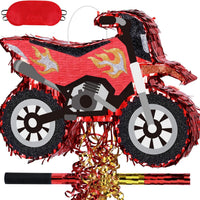 WERNNSAI Motorcycle Piñata - Dirt Bike Piñata with Stick and Blindfold, for Men Motorcycle Themed Birthday Party Decorat