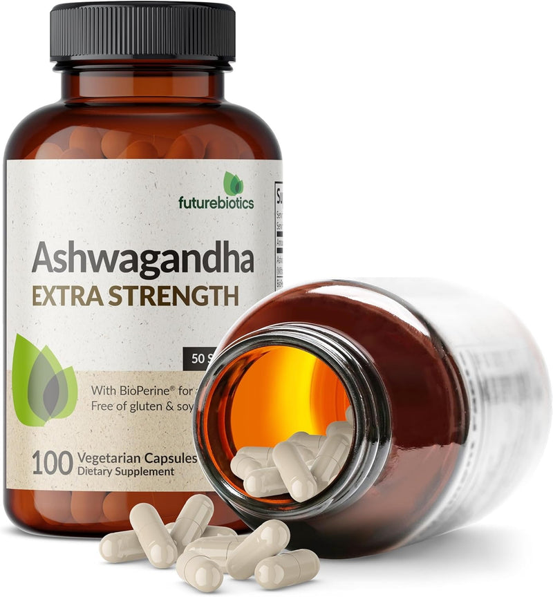 Visita la tienda de Futurebiotics Futurebiotics Ashwagandha Extra Strength - Soporte para el estrés y el estado de ánimo, 100 cápsulas