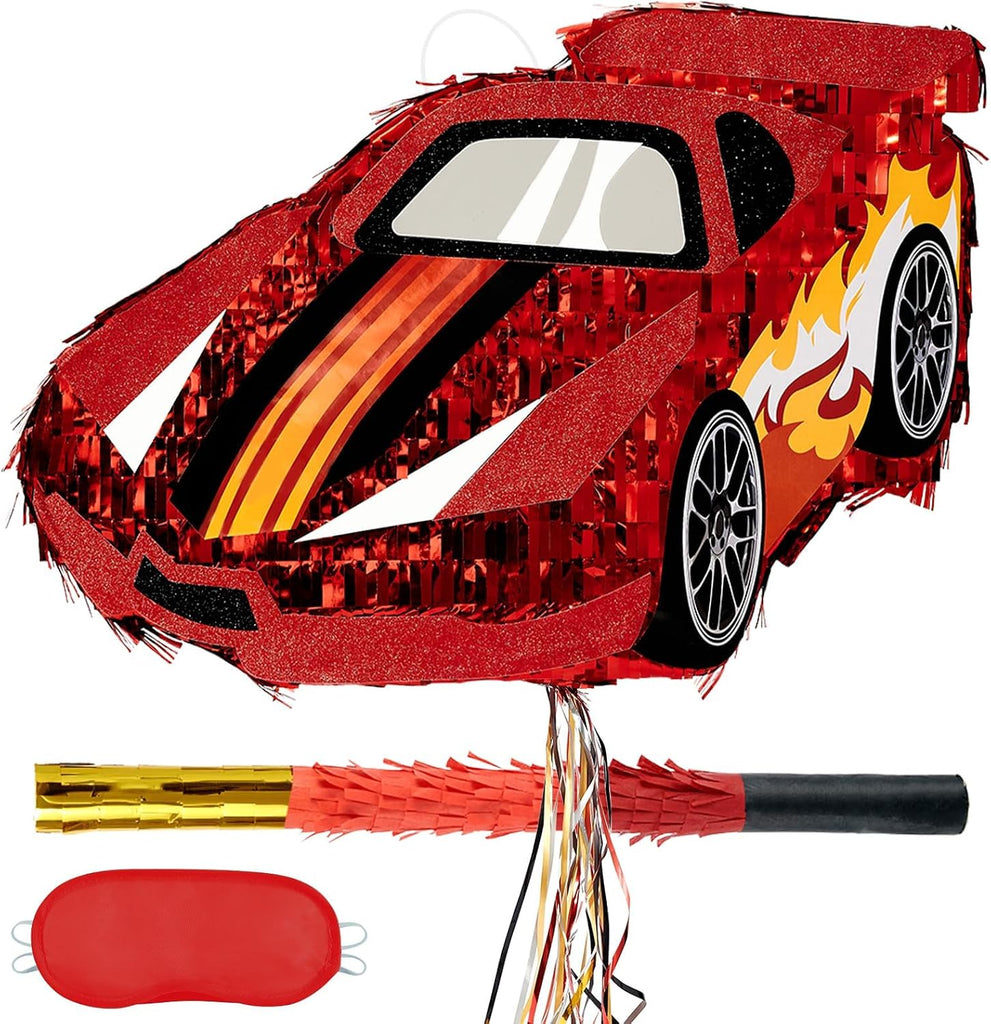 WERNNSAI Race Car Piñata - Red Race Car Birthday Party Decorations