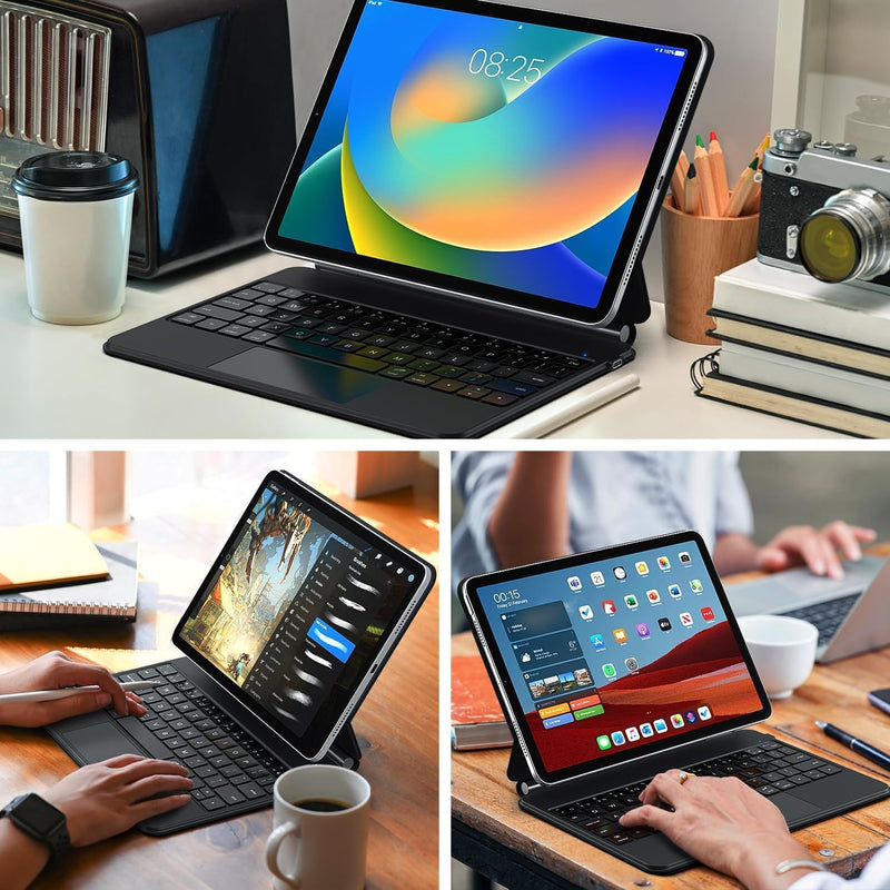 Funda con Teclado runelk para iPad 10.ª / 11.ª Gen (A16) - Lamp Black