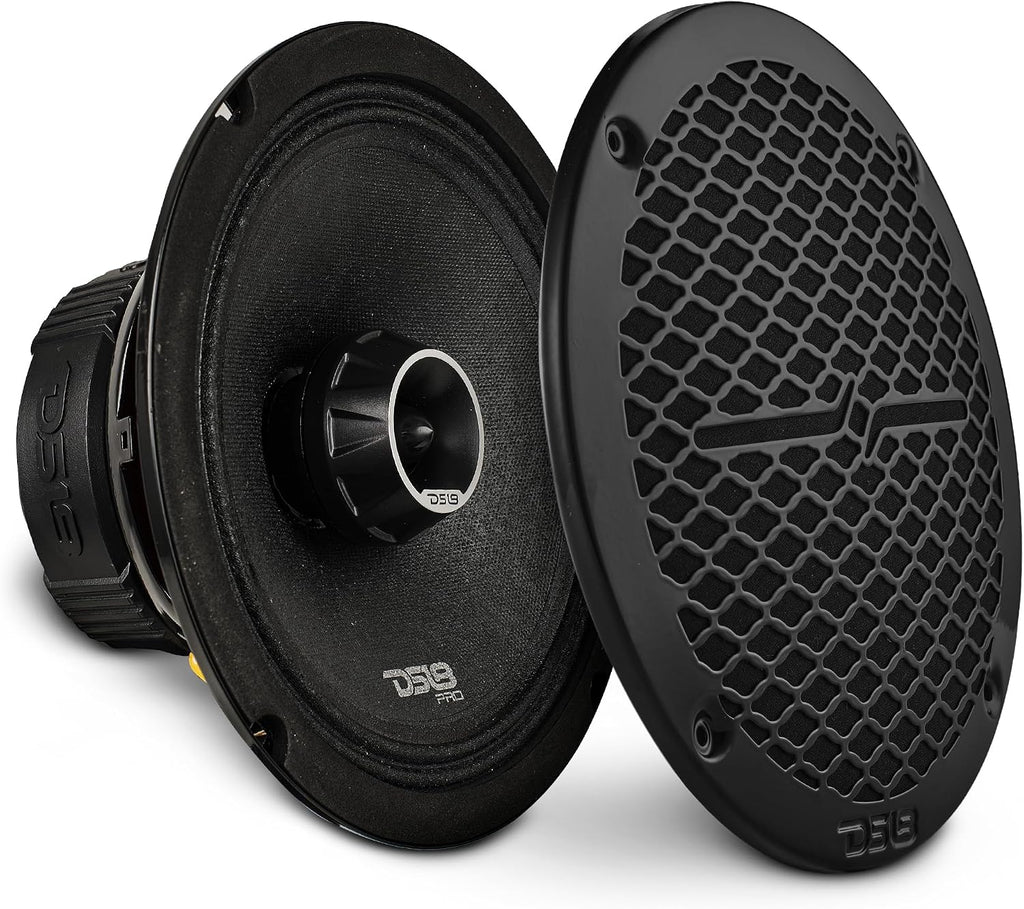 DS18 PRO-ZT Pro Audio Coaxial Midrange Speakers with Built-in Bullet Tweeter, 4-Ohms, Water Resistant - Black Metal Mesh