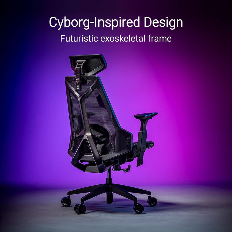 ASUS ROG Destrier Core Ergo Gaming Chair, Futuristic Cyborg Aesthetic, Versatile Seat Adjustments, Mobile Gaming Arm Support Mode, Acoustic Panel