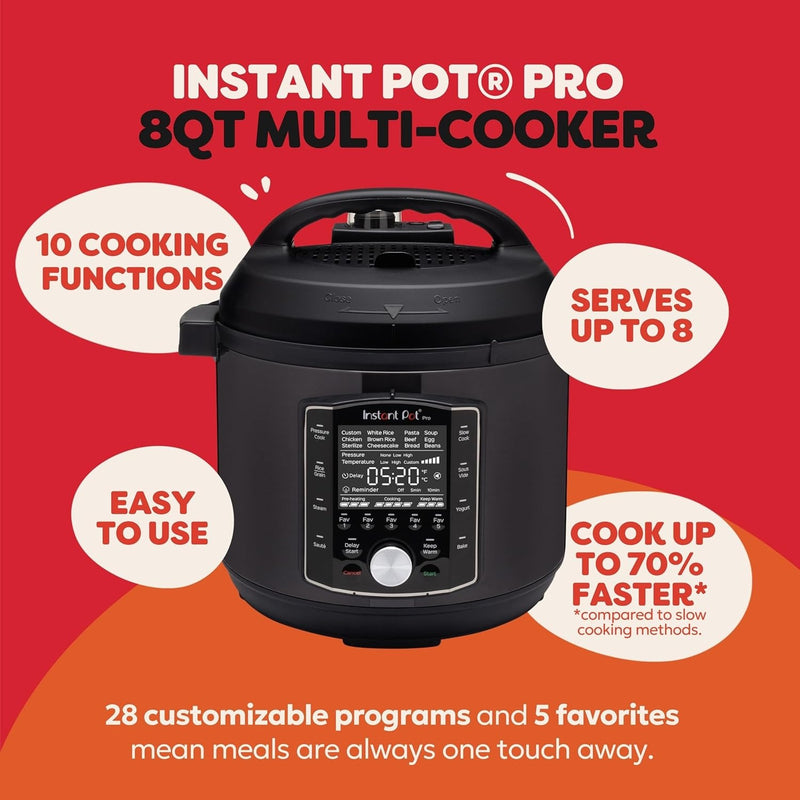 Instant Pot Pro (8 QT) 10-in-1 Pressure Cooker, Slow Cooker
