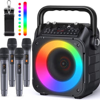 CYY Karaoke Machine with 4 Wireless Microphones for Adults and Kids