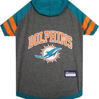 Pets First NFL Miami Dolphins Hoodie for Dogs & Cats. | NFL Football Licensed Dog Hoody Tee Shirt, X-Small| Sports Hoody T-Shirt for Pets | Licensed Sporty Dog Shirt