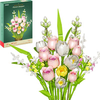EWED Tulip Rose Flowers Building Set Compatible with Lego Flower for Adults
