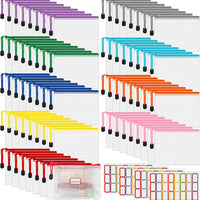 AOBOPLE 72 Pack Mesh Zipper Pouch, 4.9x6.3, With Labels, For Travel Office