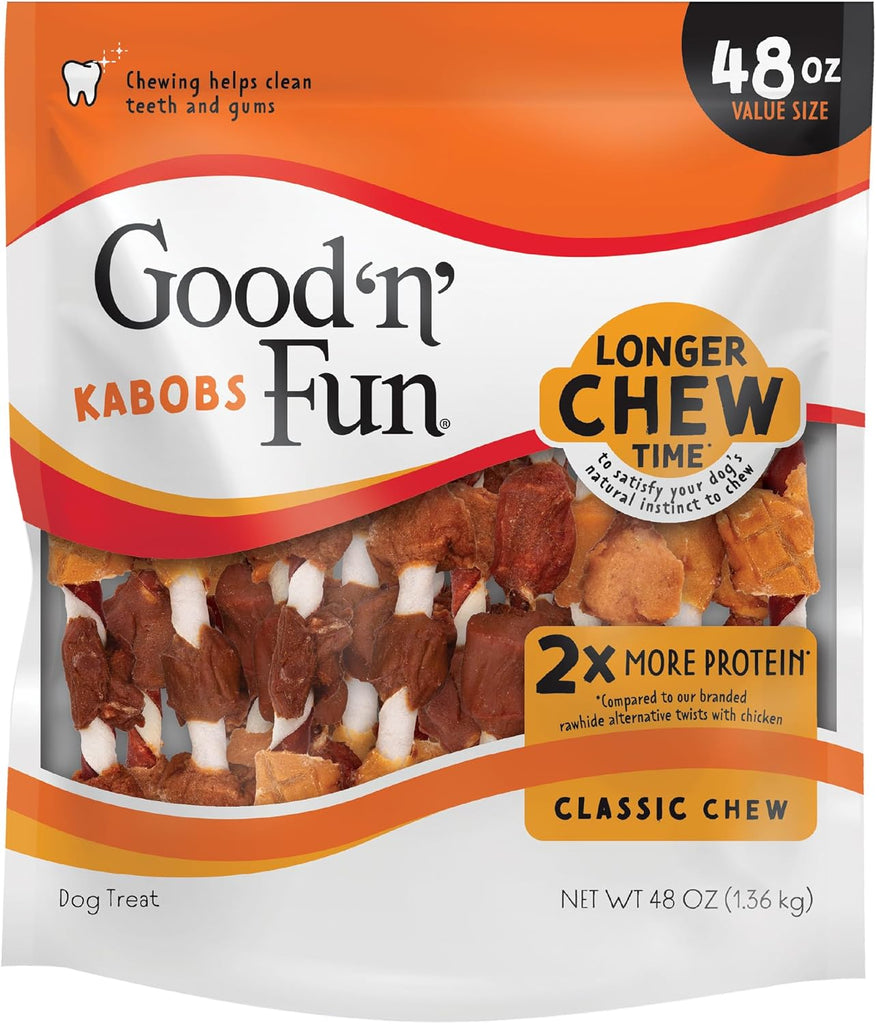 Good 'n' Fun Kabobs Long-Lasting Dog Treat Made With Real Protein, 48 oz