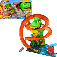 Hot Wheels City T-Rex Blaze Battle & 1:64 Scale Die-Cast Toy Car