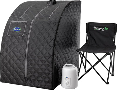 Durasage - Sauna de vapor portátil personal ligera para relajación en casa, con temporizador de 60 minutos, generador de vapor de 800 watts, silla incluida (negro)
