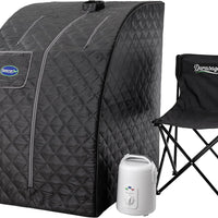 Durasage - Sauna de vapor portátil personal ligera para relajación en casa, con temporizador de 60 minutos, generador de vapor de 800 watts, silla incluida (negro)
