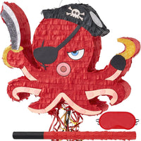 WERNNSAI Pirate Octopus Piñata - Pirate Birthday Decoration, Red Octopus