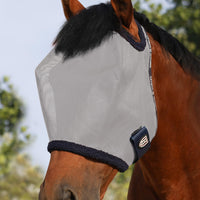 Harrison Howard All Round Mesh Horse Fly Mask UV Protective with Fleece Padded Edging Grey L