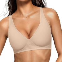 OEAK Womens Jelly Bras Wireless Deep V Comfy Push Up Tshirt Bras DRK XS