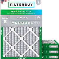 Filterbuy 18x25x2 Air Filter MERV 8 Dust & Allergy Defense (4-Pack)