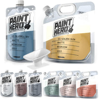 Paint Hero 8 Pack Paint Storage Bags - Airtight Refillable Quart and Gallon Pouches with Funnel