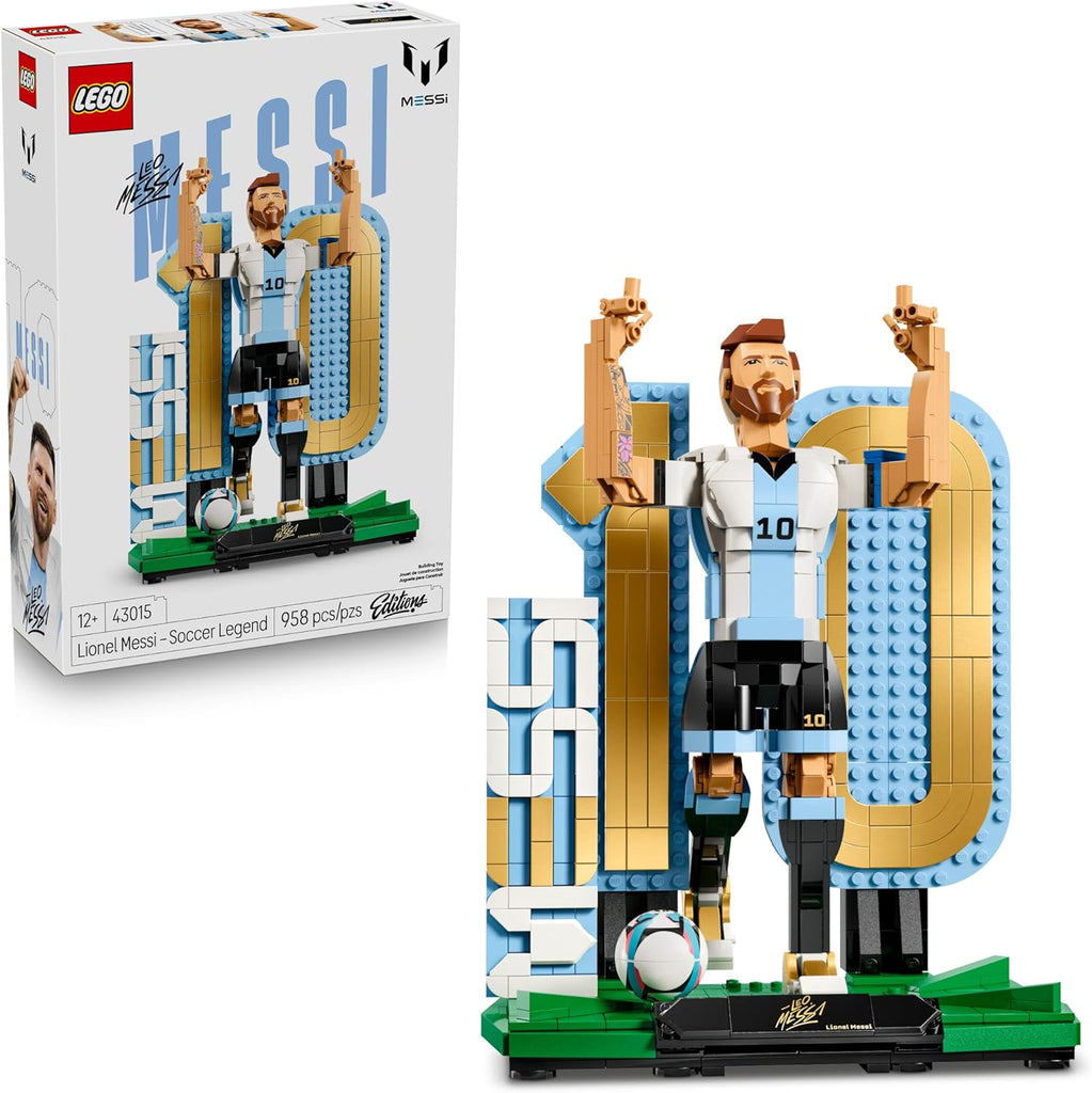 LEGO Editions Lionel Messi – Soccer Legend - Building Set for Boys & Girls, Ages 12+ - Collectible Soccer Gift with Plaque - Kids Bedroom or Shelf Decor - 43015