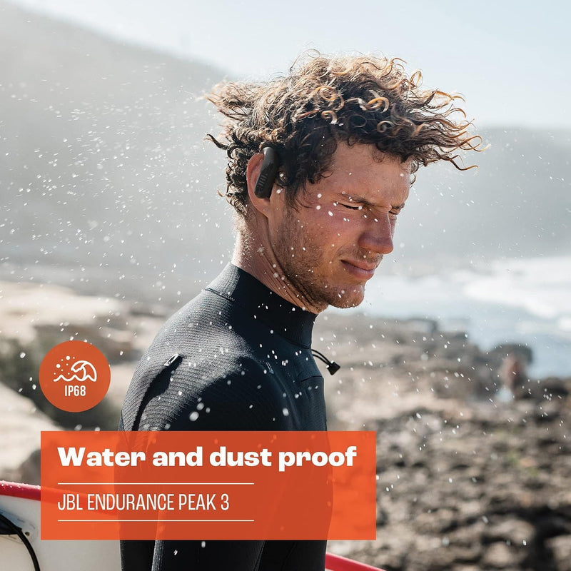 JBL Endurance Peak 3 - Dust and Water Proof (IP68) True Wireless Active Earbuds, JBL Pure Bass Sound, Up to 50 Total Hours of Playback with Speed Charge, Ambient Aware & Talk Thru (White)