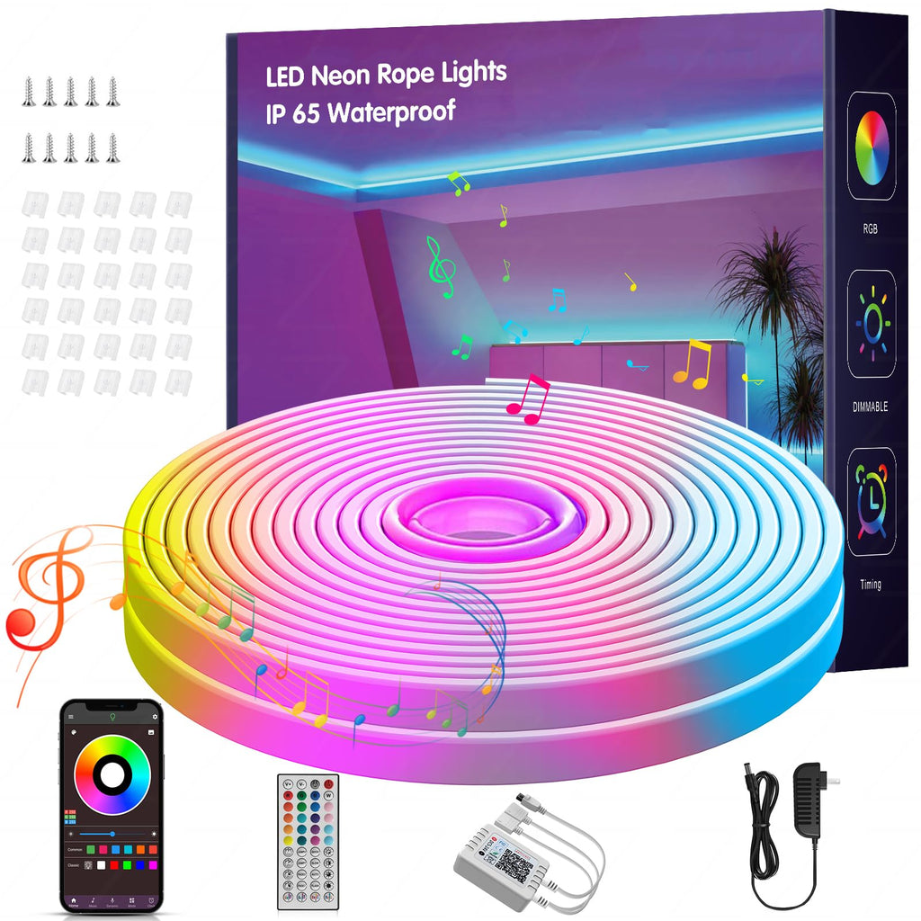 NBBUFF 32.8FT RGB Led Neon Rope Lights Outdoor with Remote & App Control