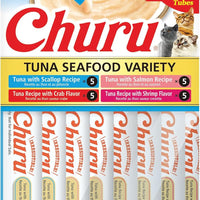 INABA Churu Cat Treats, Lickable, Squeezable Creamy Purée Cat Treat with Green Tea Extract & Taurine, 0.5 Ounces Each Tu