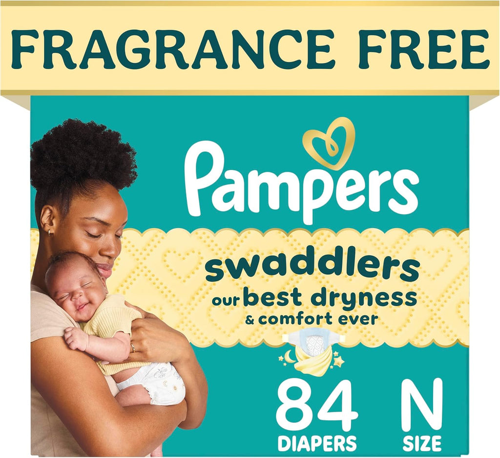 Pampers Swaddlers Newborn Diapers, Size Newborn (<10 lbs), 84 Count, Fragrance Free, Hypoallergenic, Absorbent, Pediatri