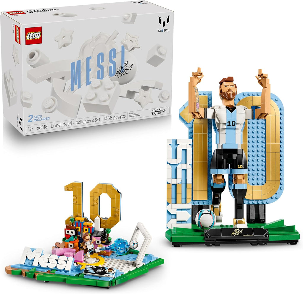 LEGO Editions Lionel Messi – Collector's Set Co-Pack - Building Toy for Kids - Soccer Collectible - Sports Décor for Boys & Girls, Ages 12+ - Gift Idea for Soccer Fans - 66818
