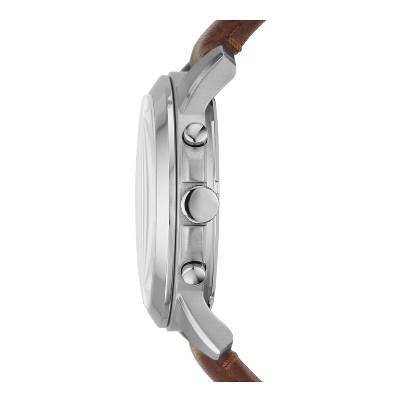 Reloj cronógrafo para hombre de acero inoxidable y cuero negro con detalles dorados, movimiento de cuarzo, modelo Grant