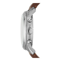 Reloj cronógrafo para hombre de acero inoxidable y cuero negro con detalles dorados, movimiento de cuarzo, modelo Grant