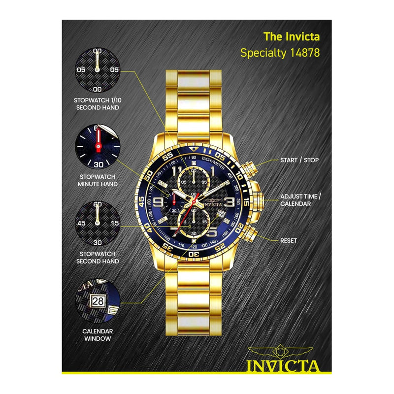 Reloj Invicta Specialty para hombres, cronógrafo, acero inoxidable con dial texturizado, estilo moderno y elegante