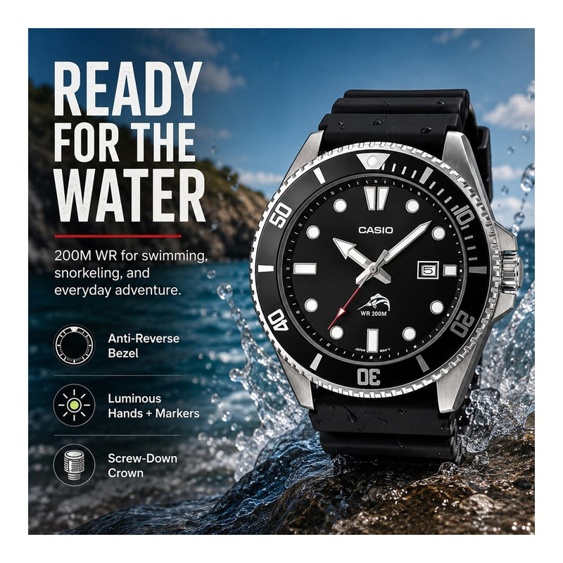 Casio MDV106 Reloj Unisex Analógico con Caja de Acero Inoxidable, Banda de Resina y Resistencia al Agua 200M