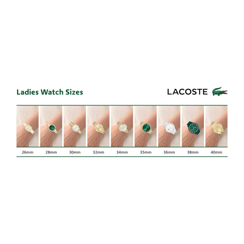 Lacoste 12.12 Reloj multifunción de cuarzo para mujer con diseño contemporáneo, esfera curvada de aluminio y correa de silicona