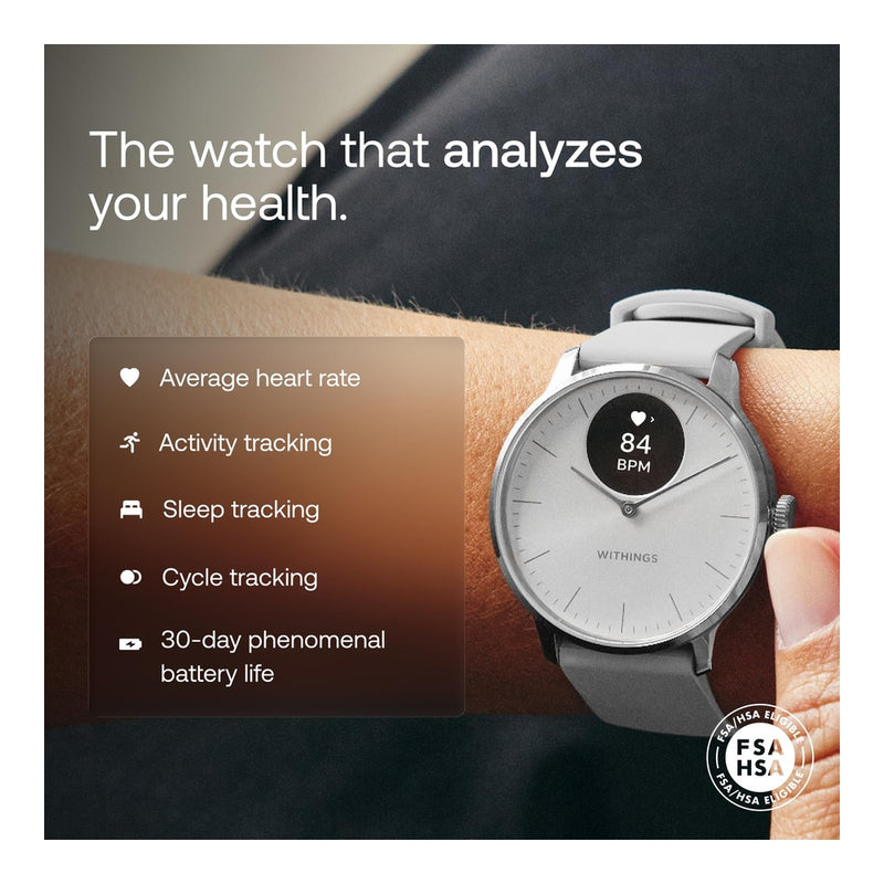 Withings ScanWatch Light - Reloj Inteligente Híbrido Con Monitoreo Cardíaco, Fitness, Ciclo Y Sueño