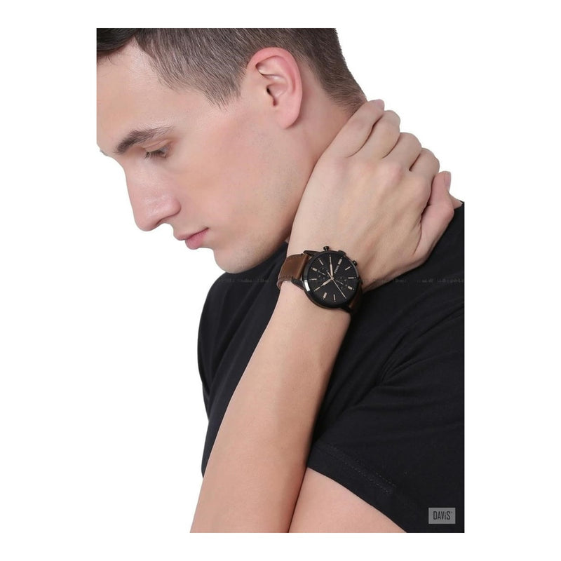 Reloj cronógrafo de acero inoxidable y cuero Fossil Townsman para hombre, estilo clásico y funcionalidad moderna