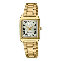 Casio LTP-V007G-9B Reloj para mujer con esfera dorada y números romanos, diseño elegante en acero dorado