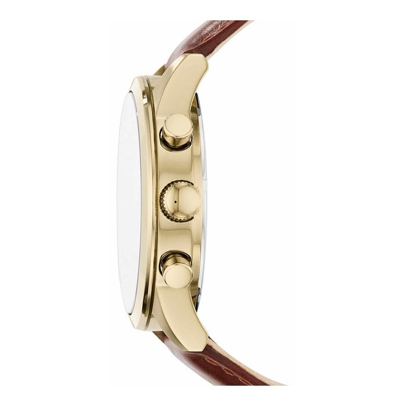 Flynn Cronógrafo con correa marrón y diseño moderno de Fossil, estilo elegante y resistente al agua