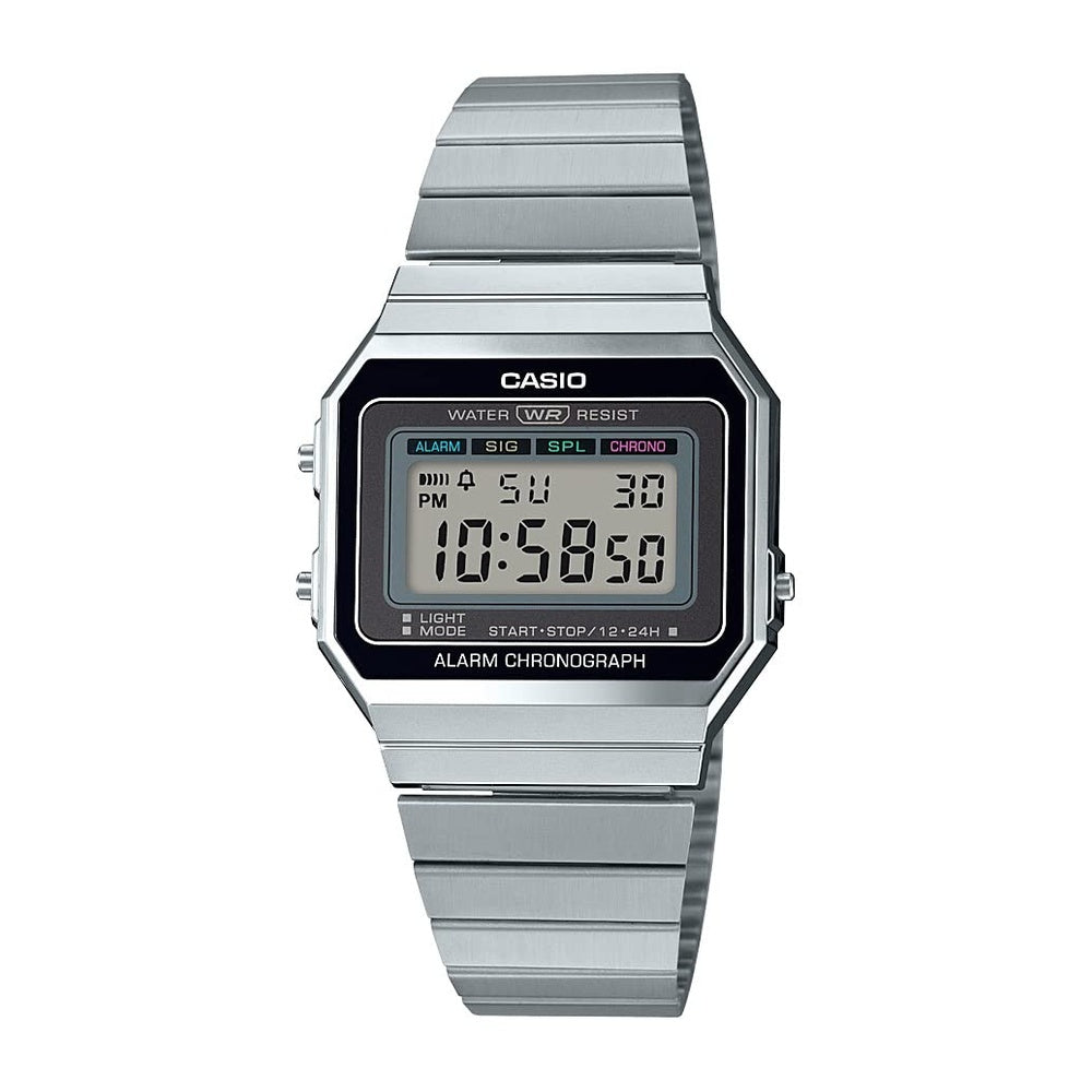 Casio Reloj de cuarzo digital clásico para hombre con pantalla plateada, modelo A700W-1ACF