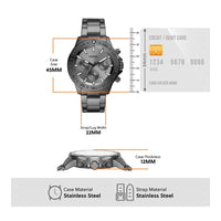 Bannon reloj multifunción moderno de acero inoxidable ahumado, diseño sofisticado para el hombre actual
